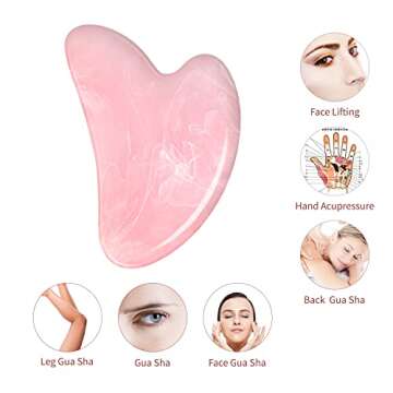 2pcs Gua Sha Massage Tool, GuaSha Tool for Face, Gua Sha Facial Tools, Gua Sha Tool Resin Heart Shape for Physical and SPA Acupuncture Therapy, Scraping Facial for Face Neck Eye Body Massage (Pink)