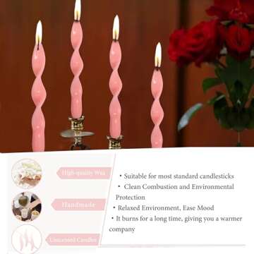 Pink Twisted Spiral Taper Candles - Elegant Home Decor