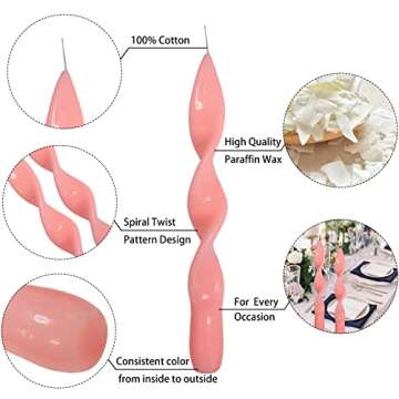Pink Twisted Spiral Taper Candles - Elegant Home Decor