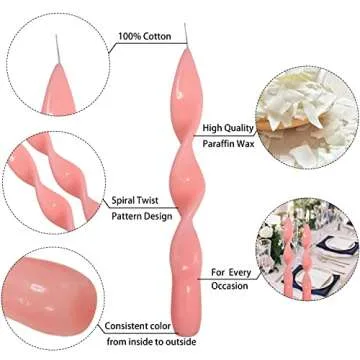 Pink Twisted Spiral Taper Candles - Elegant Home Decor
