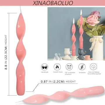 Pink Twisted Spiral Taper Candles - Elegant Home Decor