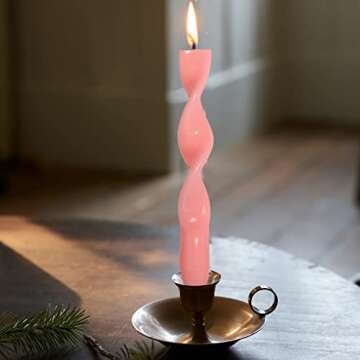 Pink Twisted Spiral Taper Candles - Elegant Home Decor