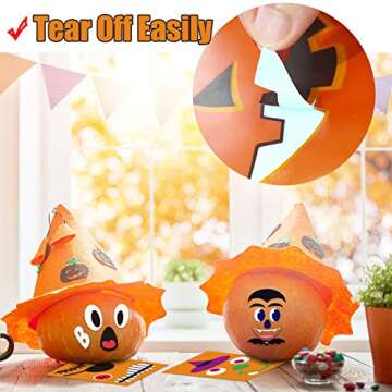Funnlot Halloween Pumpkin Decorating Kit Crafts Face Stickers Halloween Pumpkin Decor Stickers Jack O Lantern Stickers Pumpkin Stickers for Kids Halloween Party Favors 24 Sheet