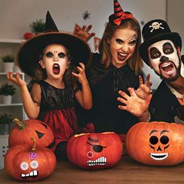 Funnlot Halloween Pumpkin Decorating Kit Crafts Face Stickers Halloween Pumpkin Decor Stickers Jack O Lantern Stickers Pumpkin Stickers for Kids Halloween Party Favors 24 Sheet