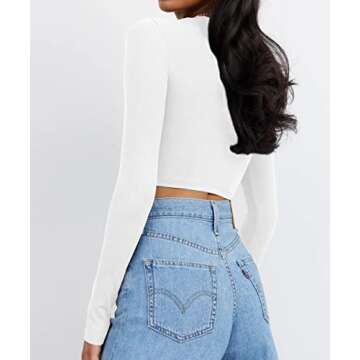 Kelyne Women Ribbed Long Sleeve Party Going Out Crop Tops for Women Cute Corset Cropped Sexy Fall Shirts White