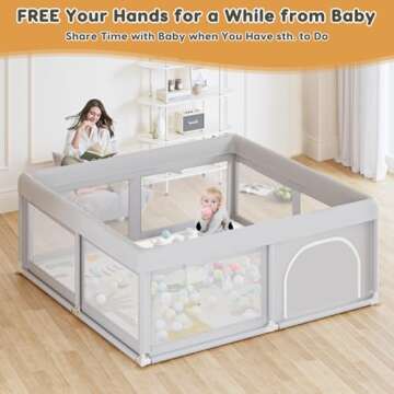 Hiaksedt Baby Playpen with Mat Small Playpen for Babies and Toddlers 50 x 50 inch Baby Fence Playards