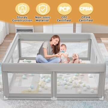 Hiaksedt Baby Playpen with Mat Small Playpen for Babies and Toddlers 50 x 50 inch Baby Fence Playards