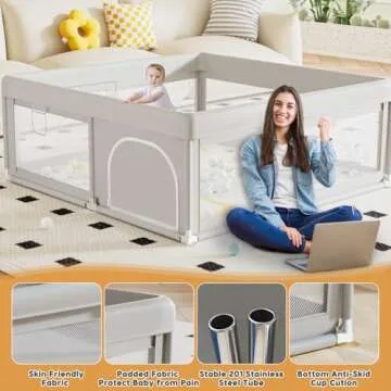 Hiaksedt Baby Playpen with Mat Small Playpen for Babies and Toddlers 50 x 50 inch Baby Fence Playards