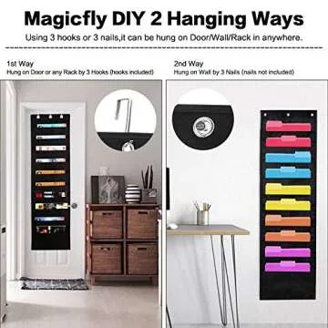 ABC Life Hanging Wall File Organizer - Durable 10-Pocket Charts