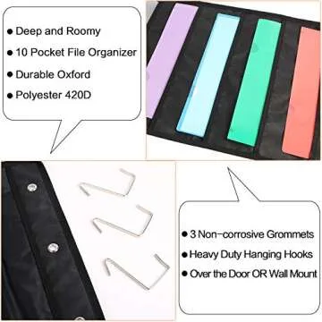 ABC Life Hanging Wall File Organizer - Durable 10-Pocket Charts