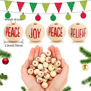 100 Pieces Christmas Wood Beads for DIY Crafts and More