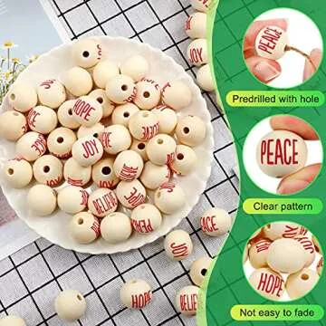 100 Pieces Christmas Wood Beads for DIY Crafts and More