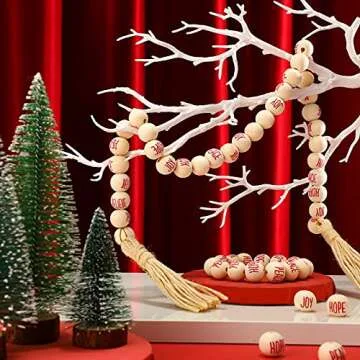 100 Pieces Christmas Wood Beads for DIY Crafts and More