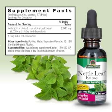 Nature's Answer Nettle Leaf with Organic Low Alcohol 1 Fluid Ounce | Herbal Supplement | Helps Promote Immune Health | Non-GMO, Kosher, Gluten-Free