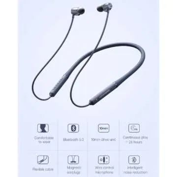 Bluetooth 5.0 Wireless Neckband Headphones, CVC 8.0 Active Noise Canceling Sports IPX4 Waterproof in...