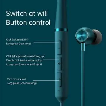 Bluetooth 5.0 Wireless Neckband Headphones, CVC 8.0 Active Noise Canceling Sports IPX4 Waterproof in-Ear HiFi Stereo Headset with Mic, 8 Hours Battery Life,Green