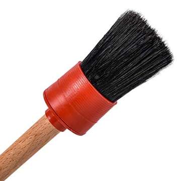 YISHARRY LI Auto Detailing Brush Kit (Set of 3), Natural Boar Hair Mixed Fibre Beech Handle, Automotive Cleaning Brushes Wet & Dry Use Scratch Free for Interior Exterior Leather Emblem Wheel Tire Nut