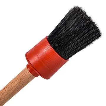 YISHARRY LI Auto Detailing Brush Kit (Set of 3), Natural Boar Hair Mixed Fibre Beech Handle, Automotive Cleaning Brushes Wet & Dry Use Scratch Free for Interior Exterior Leather Emblem Wheel Tire Nut