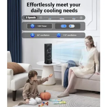 KopBeau Tower Fan for Home Office - 3 Speeds & Timer