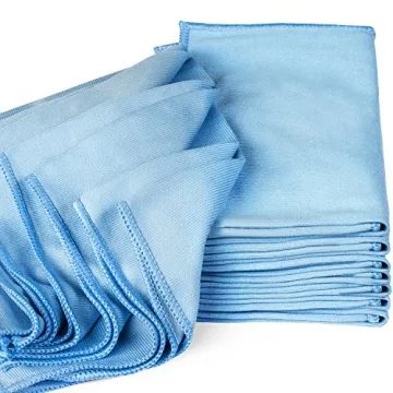 Zflow Microfiber Glass Cleaning Cloths - 8 Pack (16 x 16) - Streak Free & Lint Free