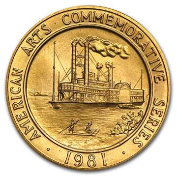1980-1984 U.S. Mint 1 oz Gold Commemorative Arts Medal (Random) 1 OZ About Uncirculated