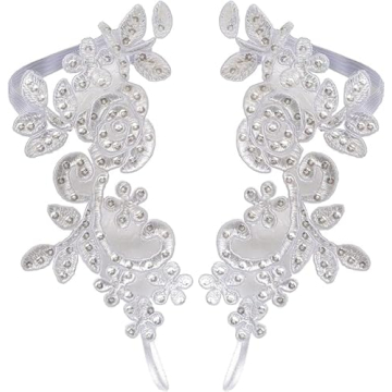 Ruolai Beach Crochet Barefoot Sandals Lace Anklets Bracelets Wedding Party Bangles (White)