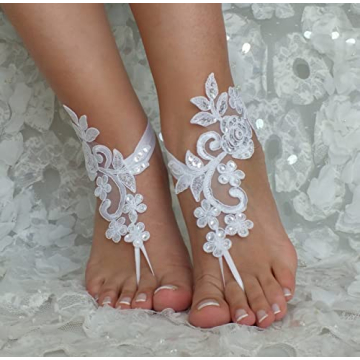 Elegant Ruolai Beach Crochet Barefoot Sandals for Weddings