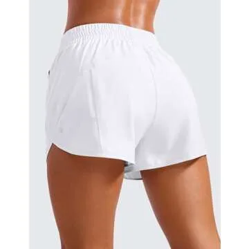 CRZ YOGA Womens High Waisted Running Shorts Mesh Liner 3'' Dolphin Quick Dry for Athletic Gym Track ...