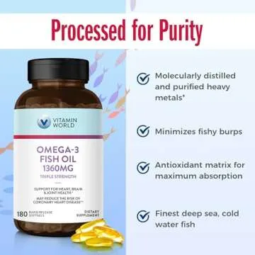 Vitamin World Omega 3 Fish Oil - Ultimate Heart & Brain Support