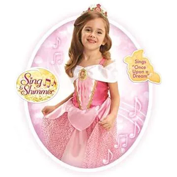Disney Princess Aurora Dress Costume, Sing & Shimmer Musical Sparkling Dress, Sing-A-Long To “Once Upon A Dream” Perfect for Party, Halloween Or Pretend Play Dress Up [Amazon Exclusive]