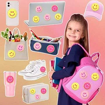 48 Happy Face Iron-On Patches Self-Adhesive for DIY Projects