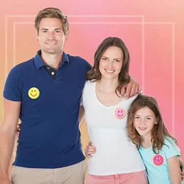 48 Happy Face Iron-On Patches Self-Adhesive for DIY Projects