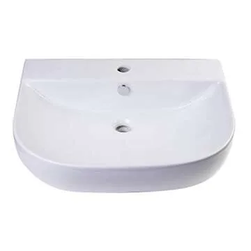 ALFI brand AB111 D-Bowl Porcelain Wall Mounted Bath Sink, 24", White