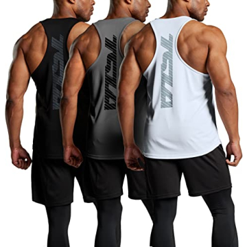 TSLA Men's Dry Fit Y-Back Muscle Workout Tank Tops, Athletic Training Gym Tank Top, Sleeveless Bodyb...