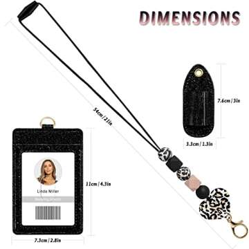 Teacher Lanyard for ID Badges and Keys, Cute Safety Breakaway Beaded Lanyards for Women, Nurses, Students, Office Employees with Bling Card Holder and Pen Holder (A)
