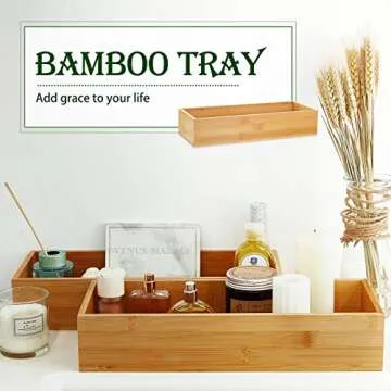 2 Pcs Bamboo Bathroom Tray Toilet Paper Storage Toilet Tank Tray Toilet Tissue Holder Organizer Box Basket for Tank Kitchen Counter (15 x 6 x 3 Inch)