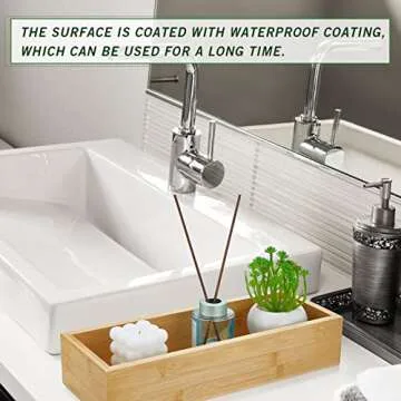 2 Pcs Bamboo Bathroom Tray Toilet Paper Storage Toilet Tank Tray Toilet Tissue Holder Organizer Box Basket for Tank Kitchen Counter (15 x 6 x 3 Inch)