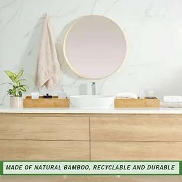 2 Pcs Bamboo Bathroom Tray Toilet Paper Storage Toilet Tank Tray Toilet Tissue Holder Organizer Box Basket for Tank Kitchen Counter (15 x 6 x 3 Inch)