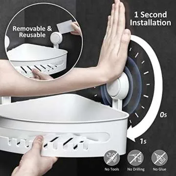 LEVERLOC Corner Shower Shelf - Easy Installation & Durable Design