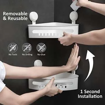 LEVERLOC Corner Shower Shelf - Easy Installation & Durable Design