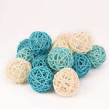 Lulonpon Wicker Rattan Balls 15pcs Decorative Orbs for Crafts