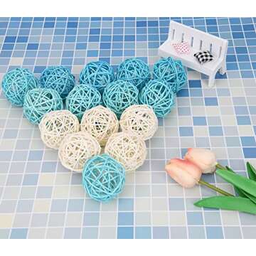 Lulonpon Wicker Rattan Balls 15pcs Decorative Orbs for Crafts