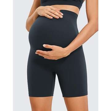 CRZ YOGA Womens Butterluxe Maternity Biker Shorts Over The Belly 6" - Pregnancy Yoga Workout Activew...