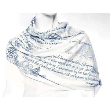 Gift for Mom Mothers Tribute Book Scarf with a literary quotes