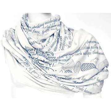 Gift for Mom Mothers Tribute Book Scarf with a literary quotes