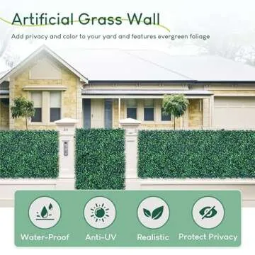 Hedge Maze Grass Wall Panels 12pc 20" x 20" Greenery Wall with UV Protection Boxwood Panels Grass Wa...