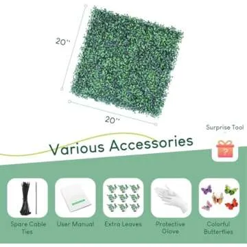 Hedge Maze Grass Wall Panels 12pc 20" x 20" Greenery Wall with UV Protection Boxwood Panels Grass Wall Backdrop Durable Green Wall Decor Suitable for Events, Indoor, Outdoor Decor