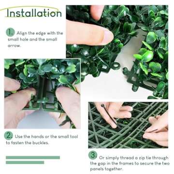 Hedge Maze Grass Wall Panels 12pc 20" x 20" Greenery Wall with UV Protection Boxwood Panels Grass Wall Backdrop Durable Green Wall Decor Suitable for Events, Indoor, Outdoor Decor