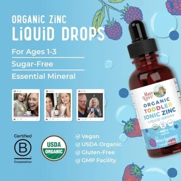 USDA Organic Toddler Liquid Zinc Drops by MaryRuth's | Zinc Sulfate | Immune Support Supplement| Skin Health | Vegan | Formulated for Ages 1-3 | Delicious Berry Flavor | 1 Month Supply | 2 Fl Oz