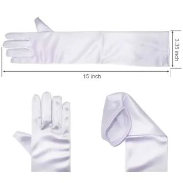 Fepdiu Little Girls Princess Gloves Kids Gloves 15'' Elbow Long Satin Gloves for over 2 years old Girls Halloween Costume Party Birthday Princess Cosplay (white)